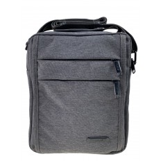 На фото 2 - Мужская сумка  из текстиля, цвет серый