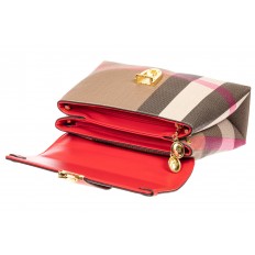 На фото 4 - Полосатая сумка-портфель из эко-кожи, мультицвет с красным