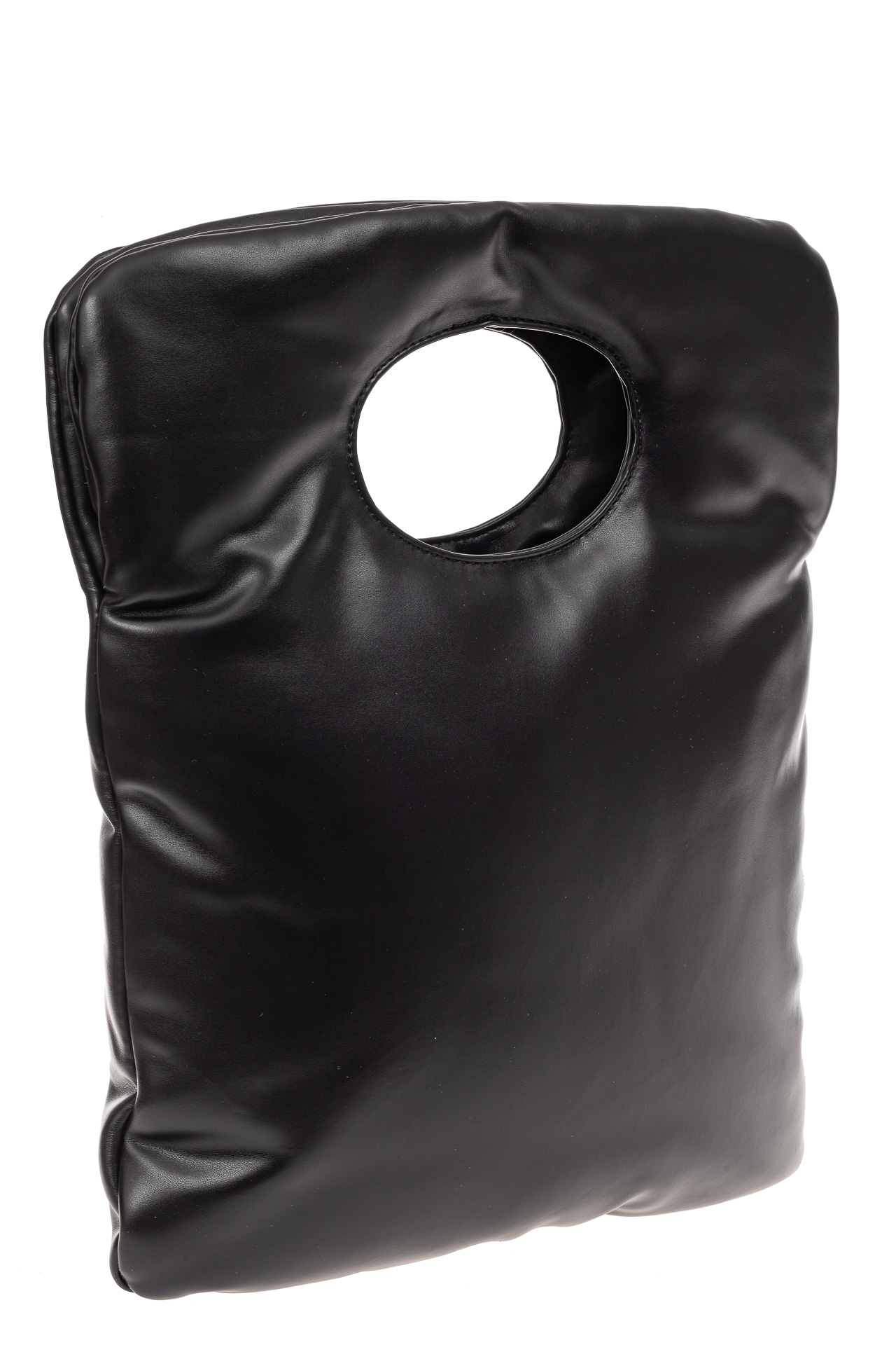 На фото 1 - Дутая сумка женская из эко-кожи, черная