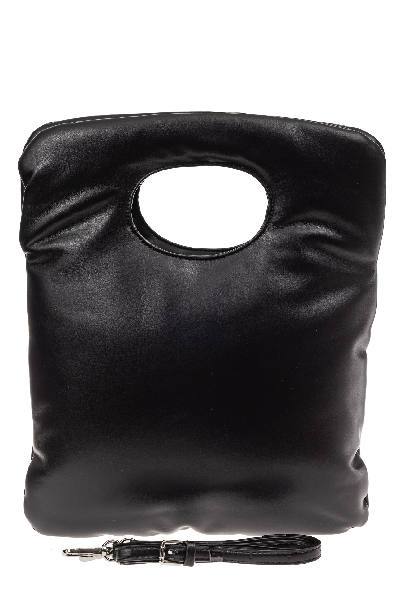 На фото 3 - Дутая сумка женская из эко-кожи, черная