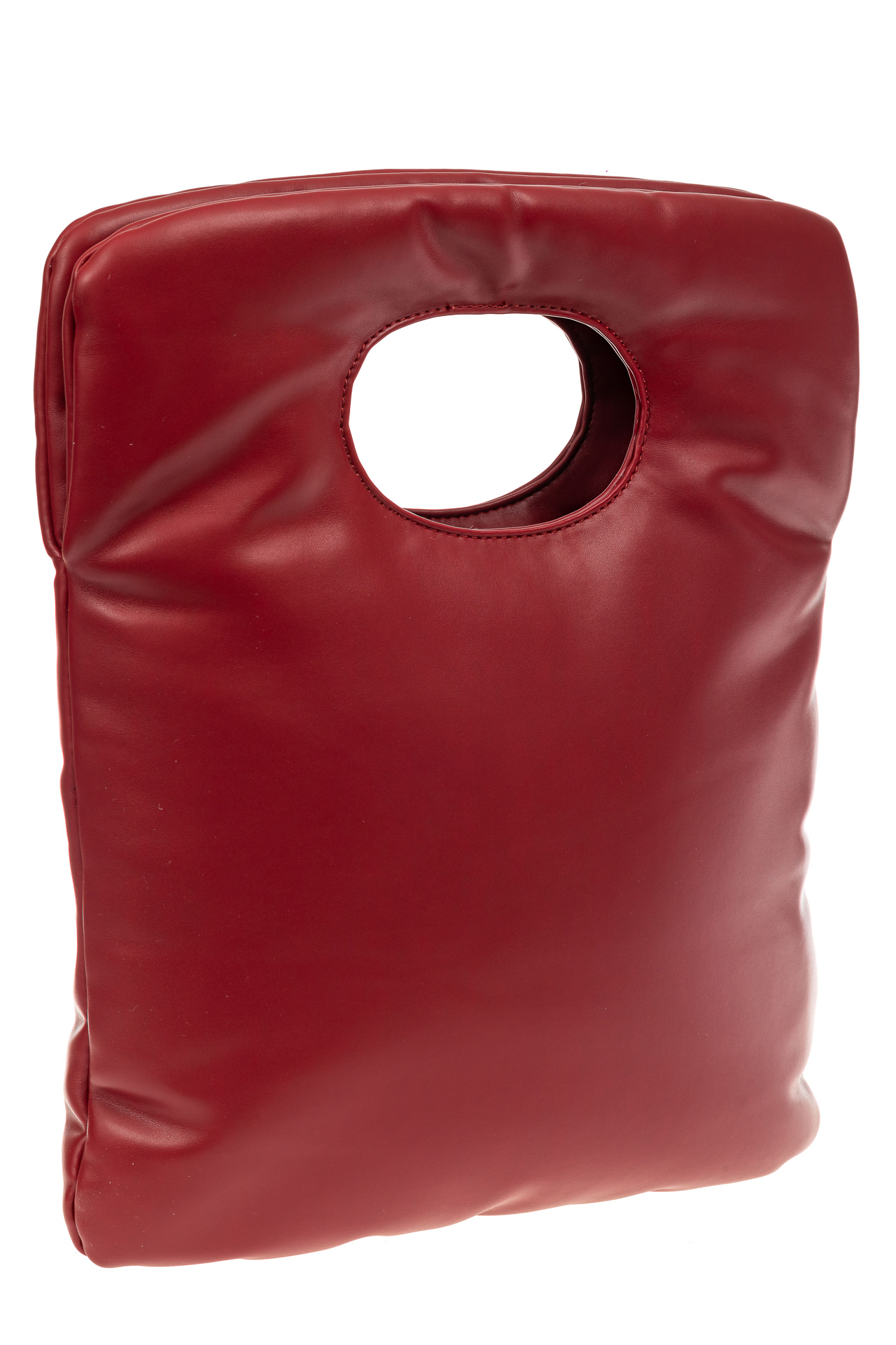 На фото 1 - Дутая сумка женская из эко-кожи, бордовая