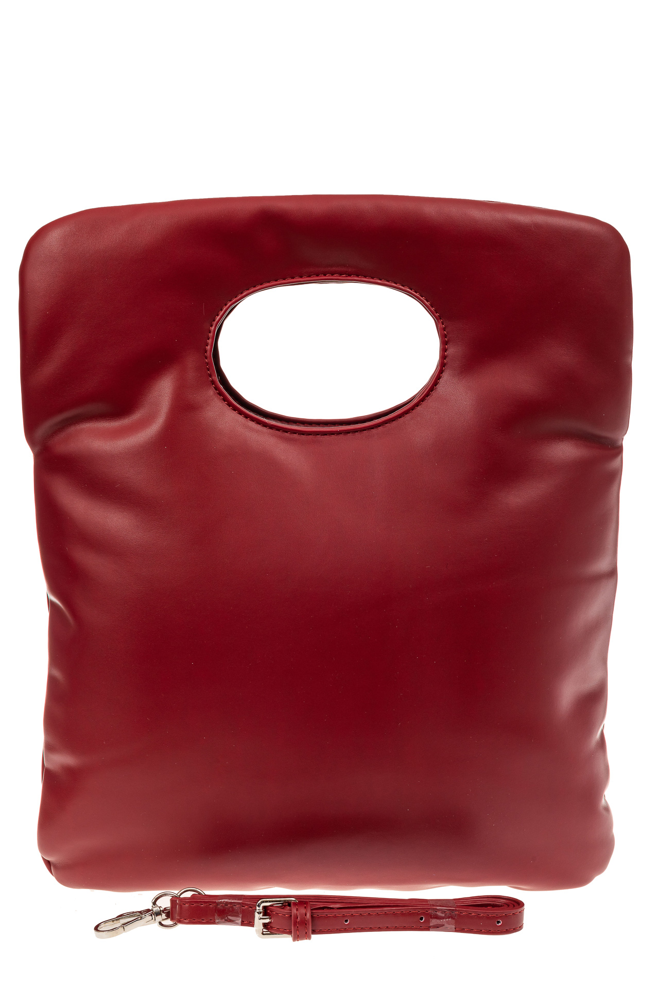 На фото 3 - Дутая сумка женская из эко-кожи, бордовая