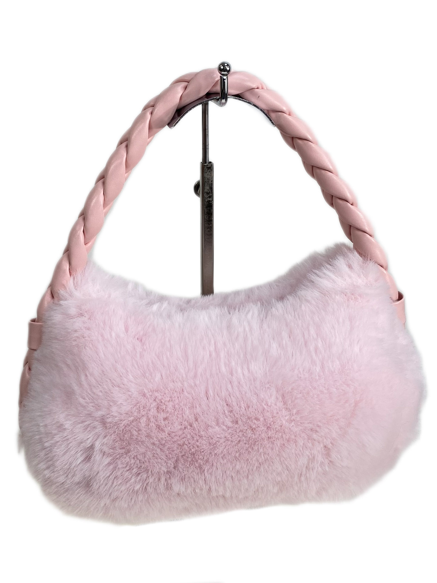 На фото 1 - Женская сумка из искусственного меха, цвет розовый