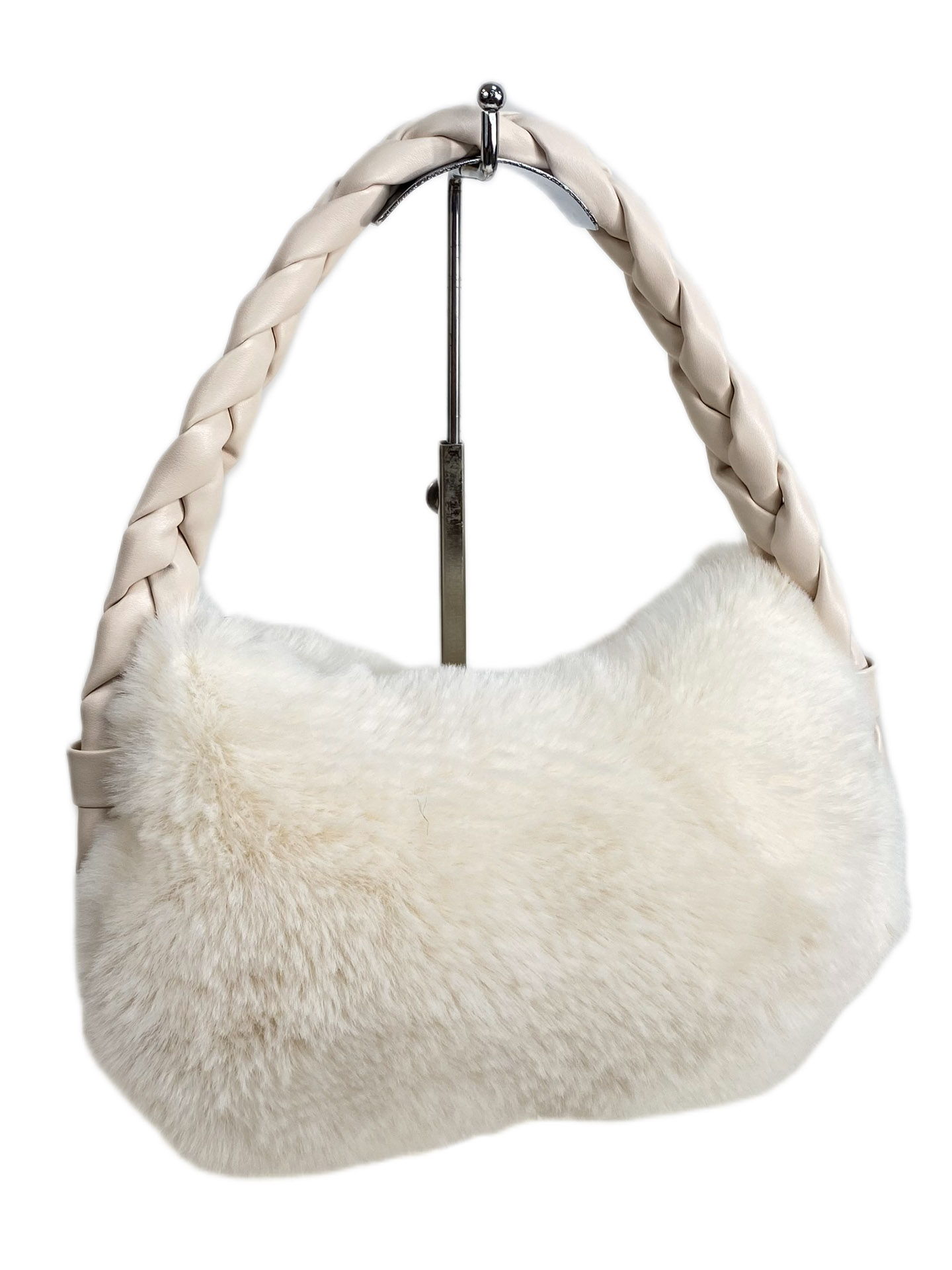 На фото 1 - Женская сумка из искусственного меха, цвет молочный
