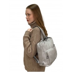На фото 2 - Женская сумка из натуральной кожи, цвет  светло серый