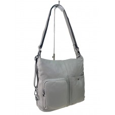 На фото 1 - Женская сумка из натуральной кожи, цвет  светло серый