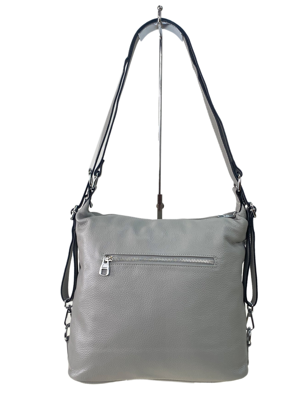 На фото 3 - Женская сумка из натуральной кожи, цвет  светло серый