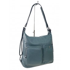 На фото 1 - Женская сумка из натуральной кожи, цвет  серо-голубой