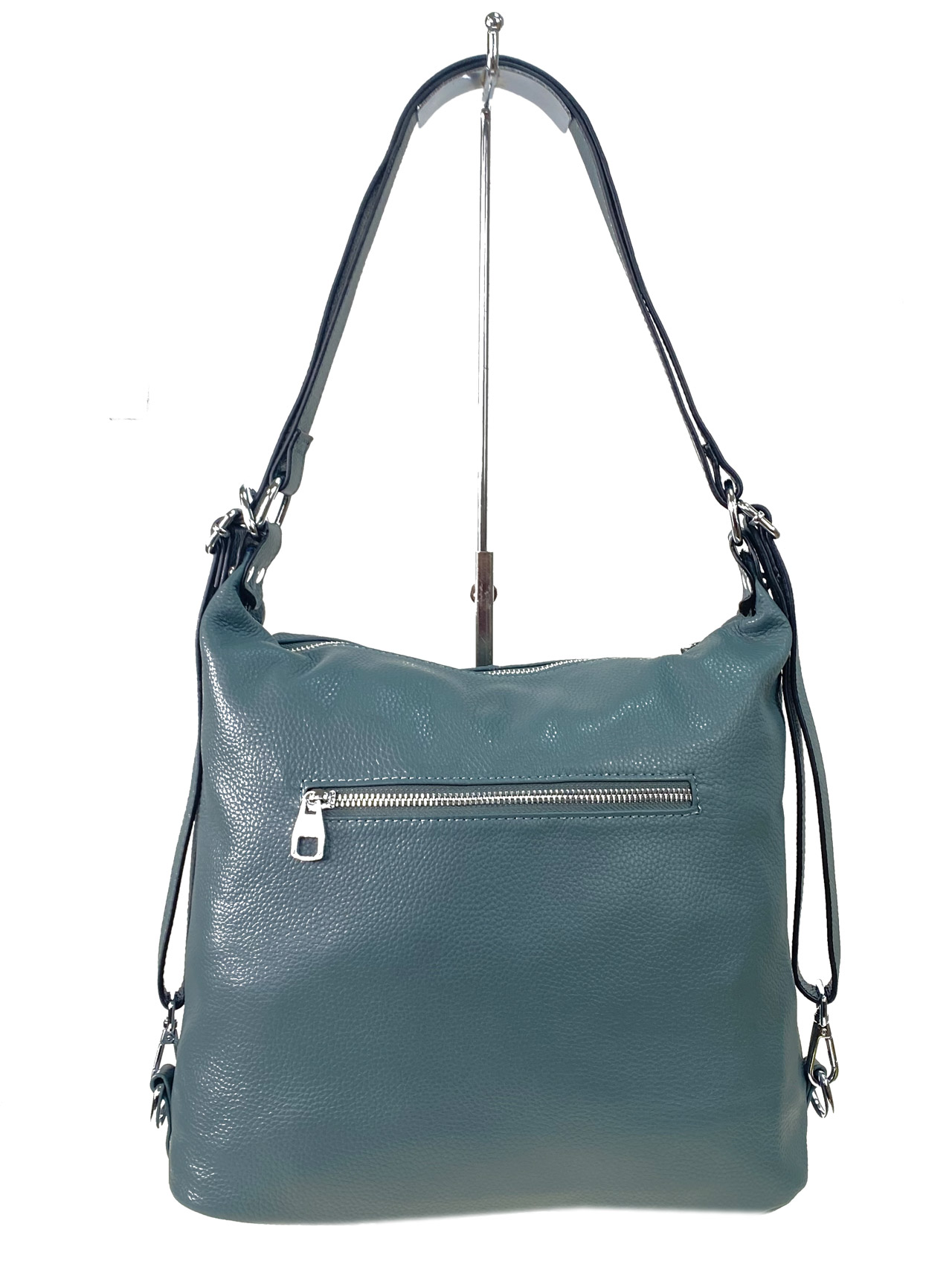 На фото 3 - Женская сумка из натуральной кожи, цвет  серо-голубой