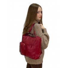 На фото 1 - Женская сумка из натуральной кожи, цвет  красный