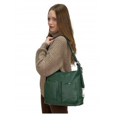 На фото 2 - Женская сумка из натуральной кожи, цвет  зеленый