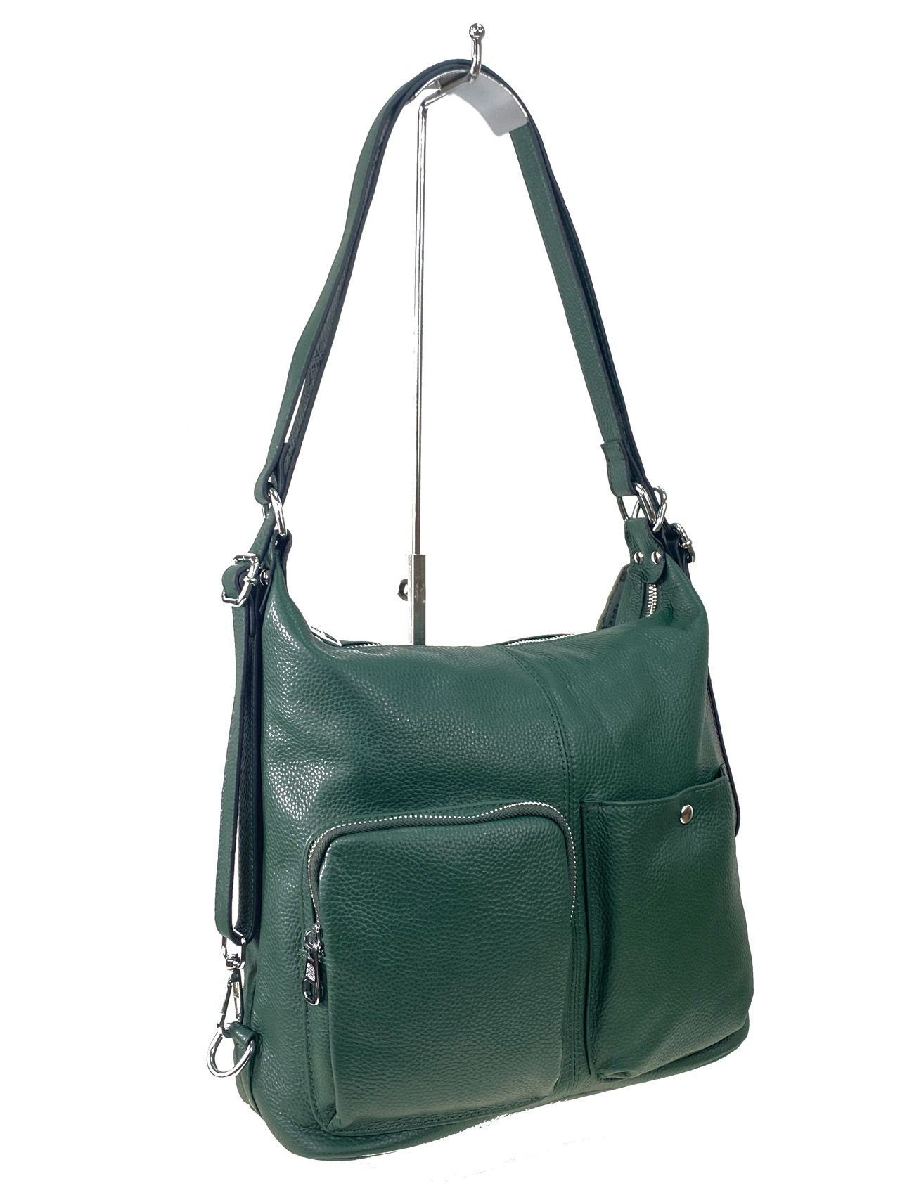 На фото 1 - Женская сумка из натуральной кожи, цвет  зеленый