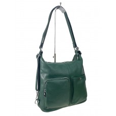 На фото 1 - Женская сумка из натуральной кожи, цвет  зеленый