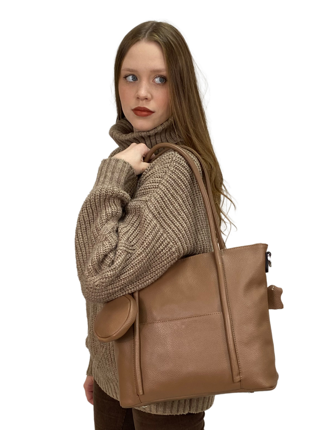 На фото 2 - Женская сумка из натуральной кожи, цвет  коричневый