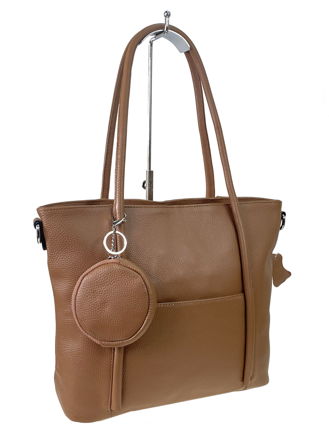 На фото 1 - Женская сумка из натуральной кожи, цвет  коричневый