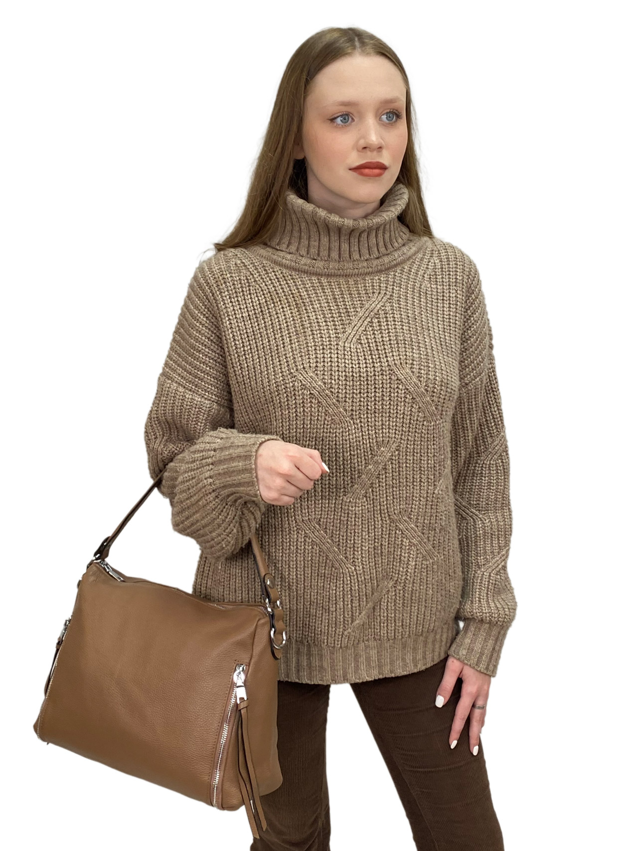 На фото 2 - Женская сумка из натуральной кожи, цвет коричневый