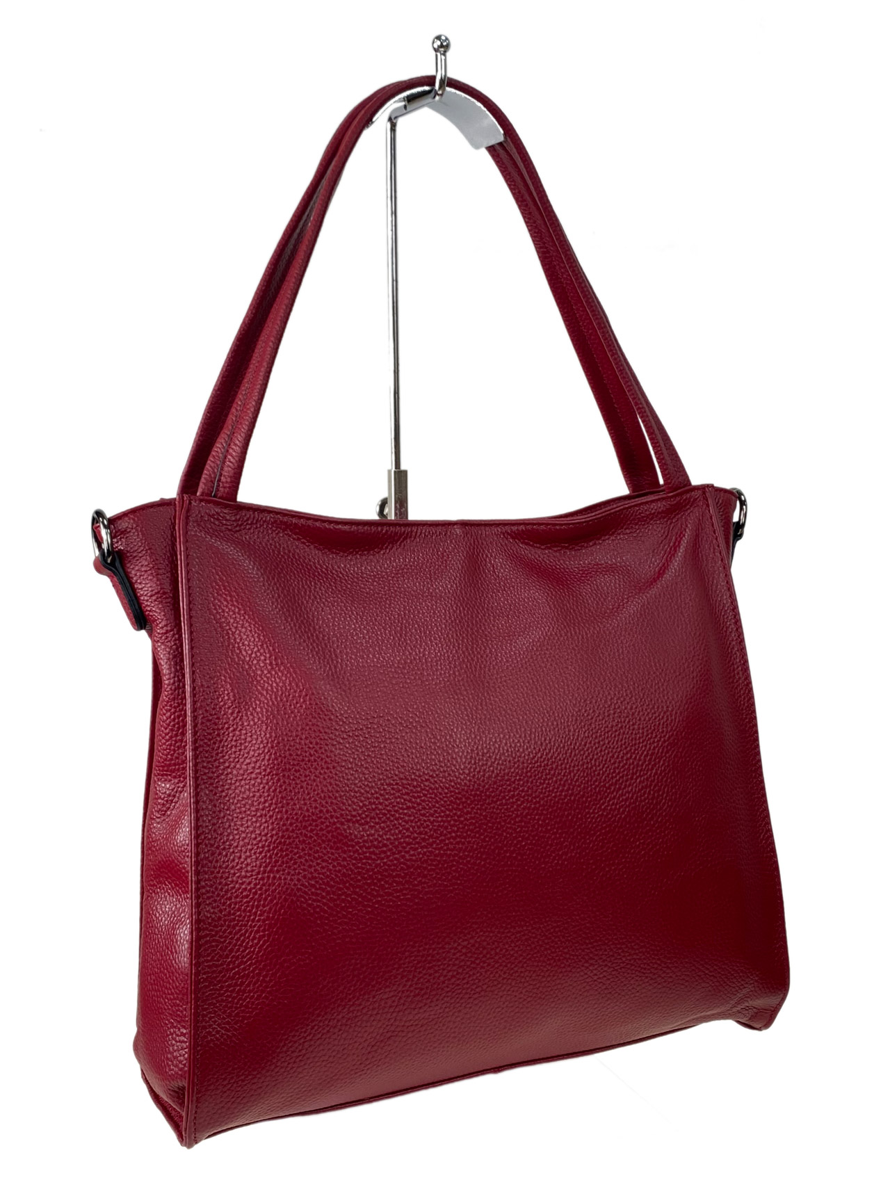 На фото 1 - Женская сумка  из натуральной кожи, цвет бордово красный