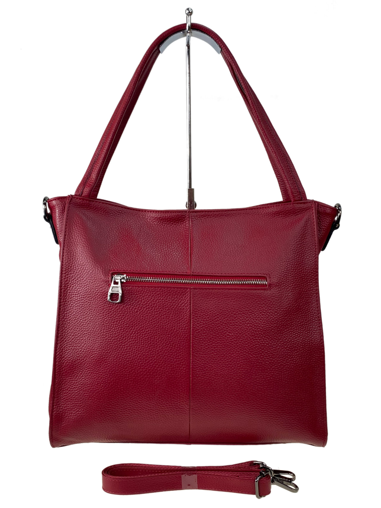 На фото 3 - Женская сумка  из натуральной кожи, цвет бордово красный