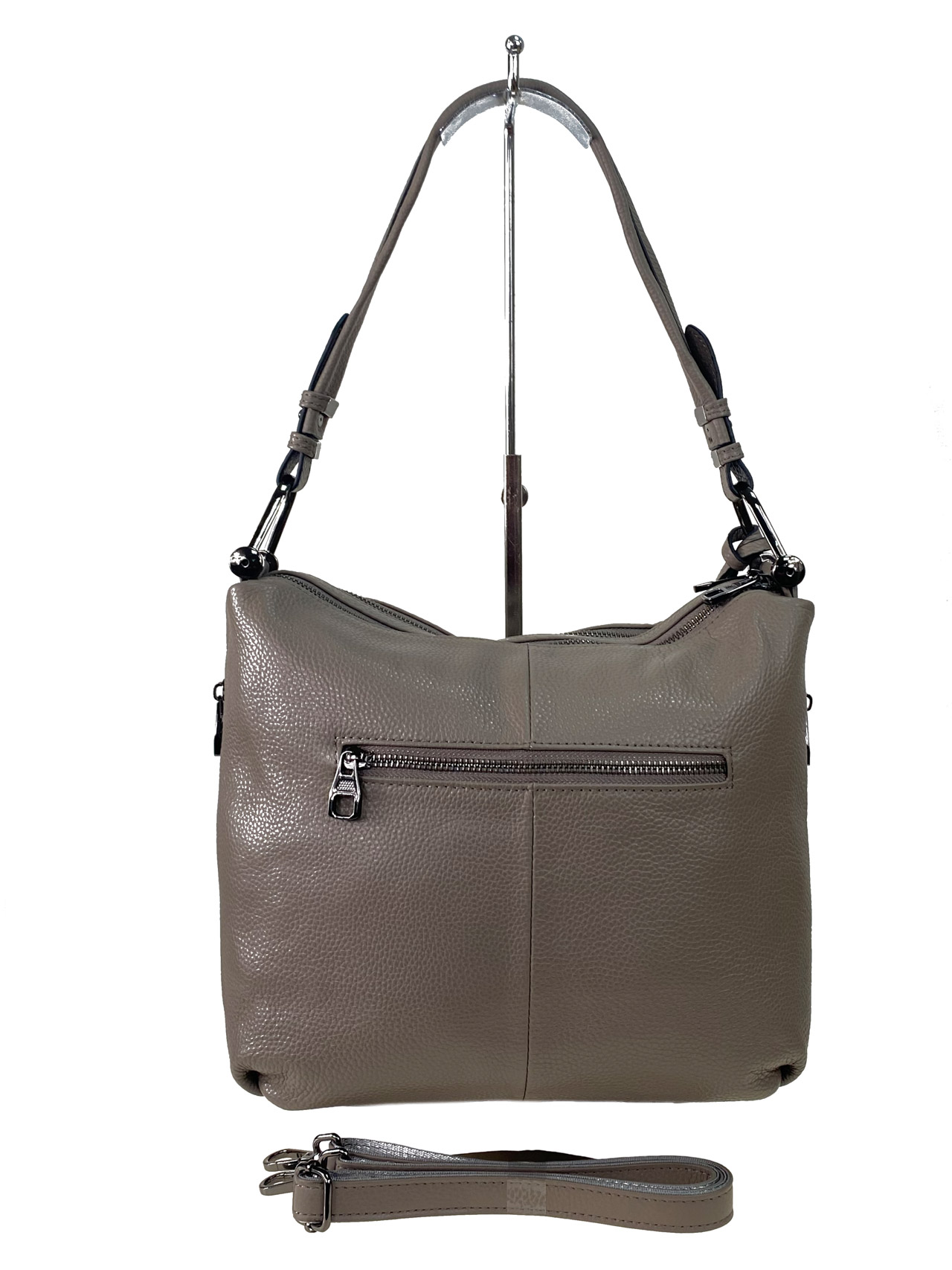 На фото 3 - Женская сумка из натуральной кожи, цвет бежево-серый