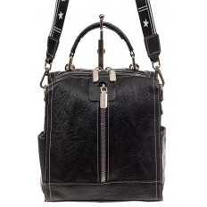 На фото 2 - Женская сумка-рюкзак из искусственной кожи, цвет черный