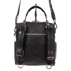 На фото 3 - Женская сумка-рюкзак из искусственной кожи, цвет черный