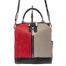 На фото 2 - Женская сумка рюкзак из искусственной кожи, цвет красный