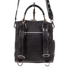 На фото 3 - Женская сумка-рюкзак из искусственной кожи, цвет комбинированный (черный, коричневый, серый)