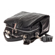 На фото 4 - Женская сумка-рюкзак из искусственной кожи, цвет комбинированный (черный, коричневый, серый)