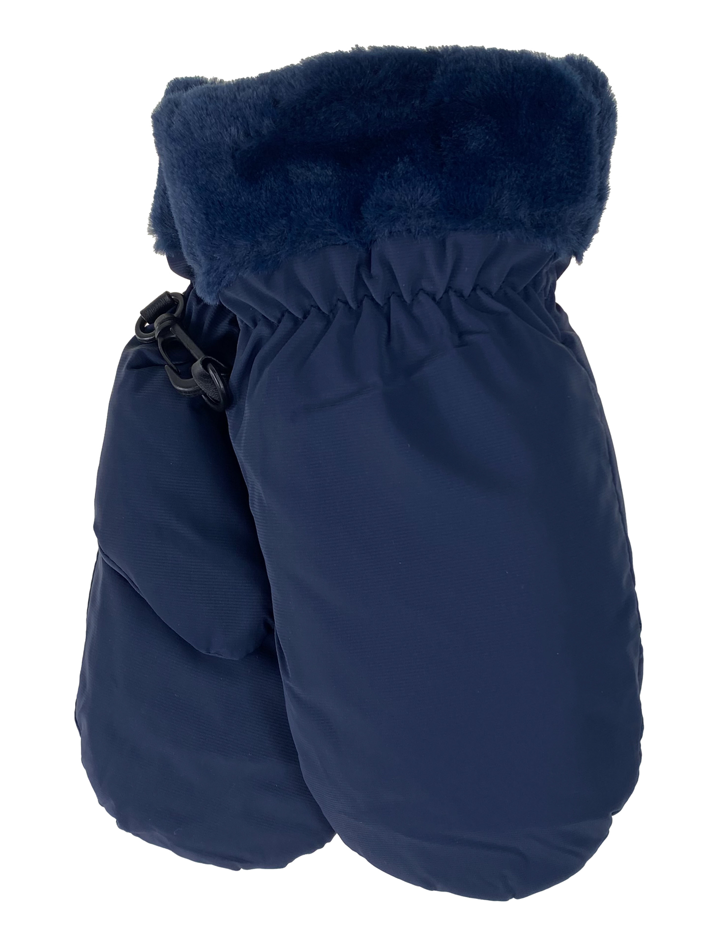 На фото 1 - Зимние женские варежки с подкладом из искусственного меха, цвет синий