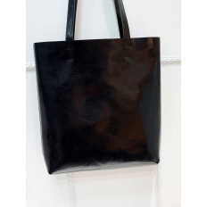 На фото 2 - Кожаная сумка шоппер, цвет черный