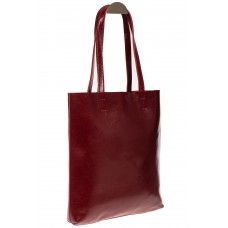 На фото 1 - Кожаная сумка-пакет бордового цвета