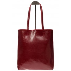 На фото 3 - Кожаная сумка-пакет бордового цвета