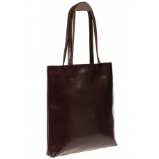 На фото 1 - Кожаная сумка-пакет цвета кофе