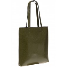 На фото 1 - Кожаная сумка-пакет зеленого цвета