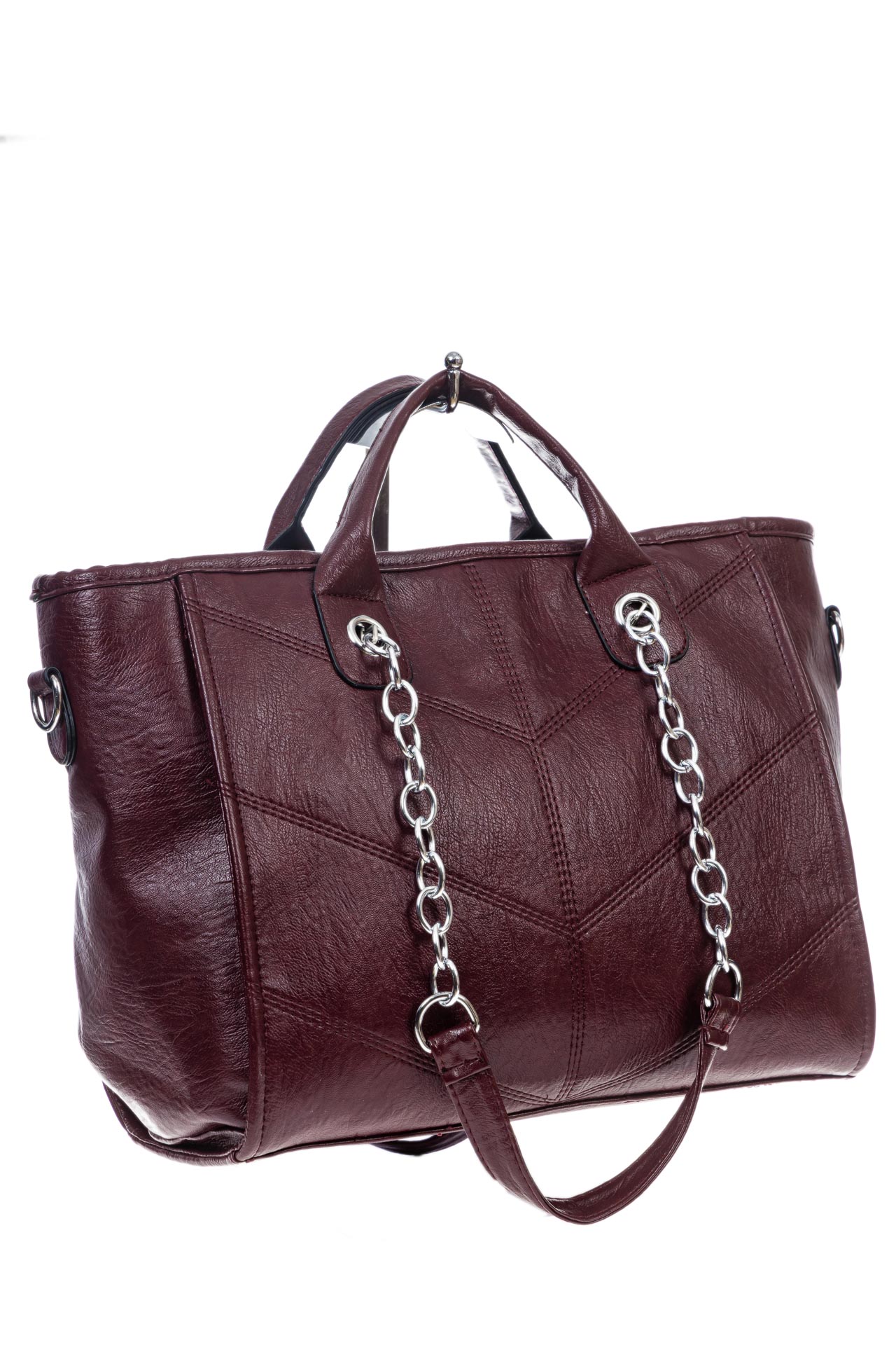 На фото 3 -  Женская классическая сумка из искусственной кожи, цвет бордовый
