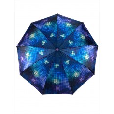 На фото 2 - Зонт-полуавтомат женский с геометрическим принтом, цвет синий