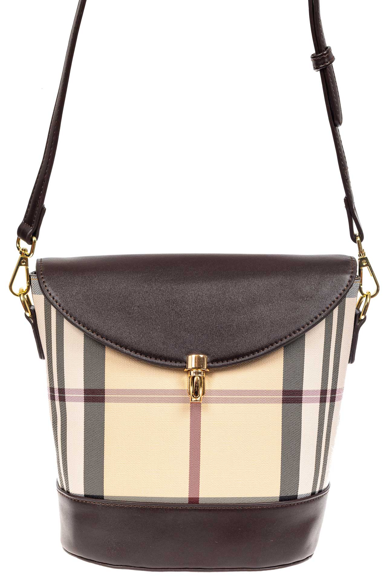 На фото 2 - Женская сумка из кожзама сумка с клапаном, цвет коричневый