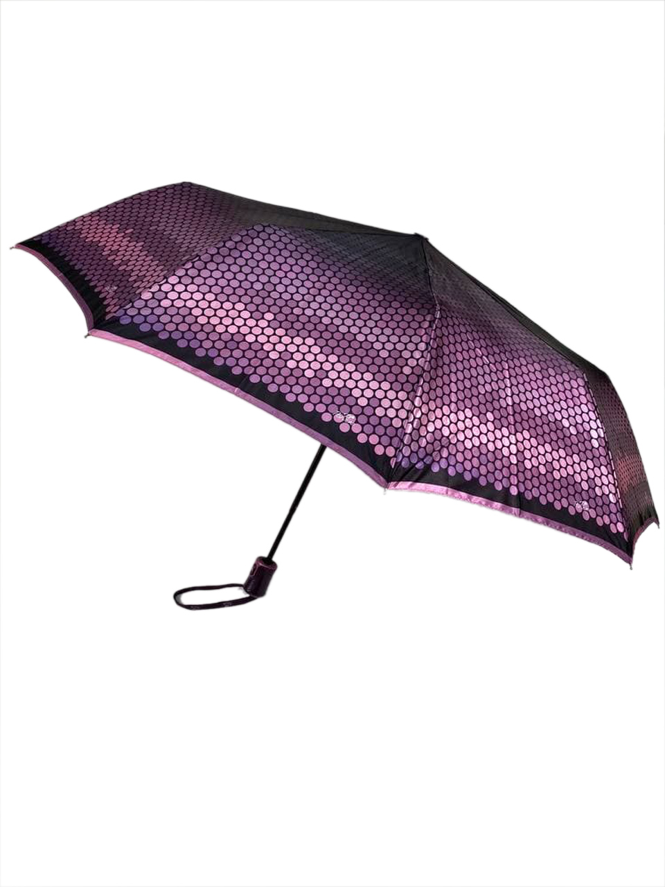 На фото 1 - Зонт-полуавтомат женский с принтом, цвет фиолетовый