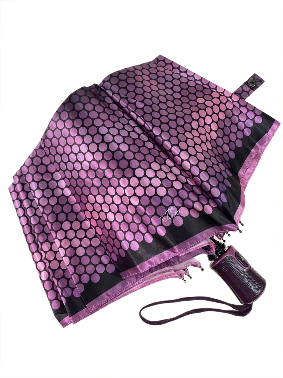 На фото 4 - Зонт-полуавтомат женский с принтом, цвет фиолетовый