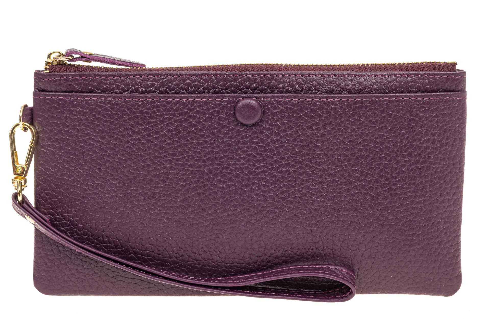 На фото 1 - Женский кошелек-клатч из натуральной кожи, цвет фиолетовый