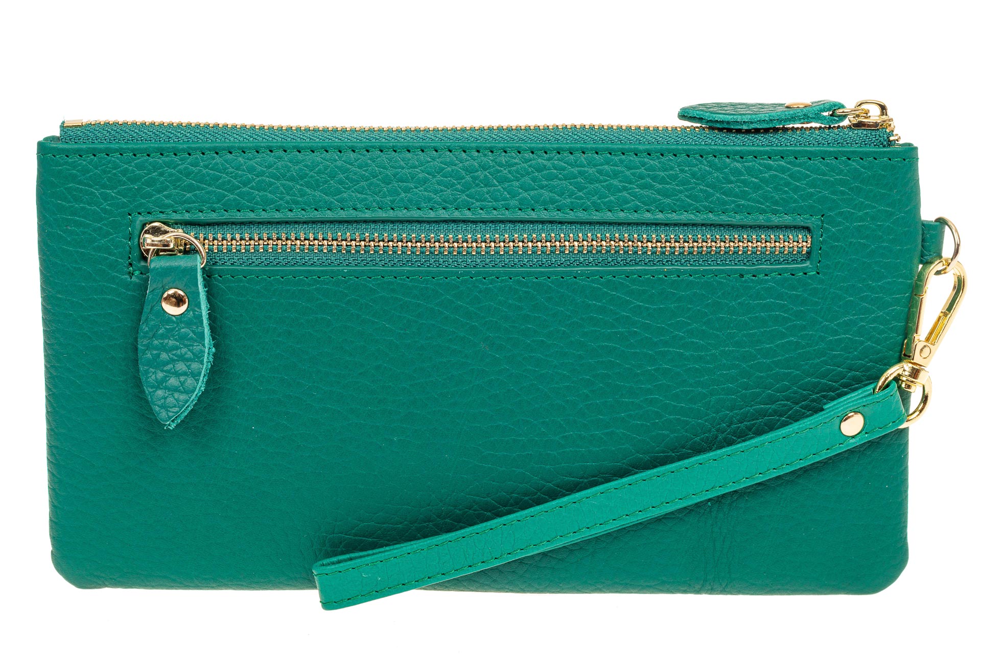 На фото 2 - Женский кошелек-клатч из натуральной кожи, цвет зеленый