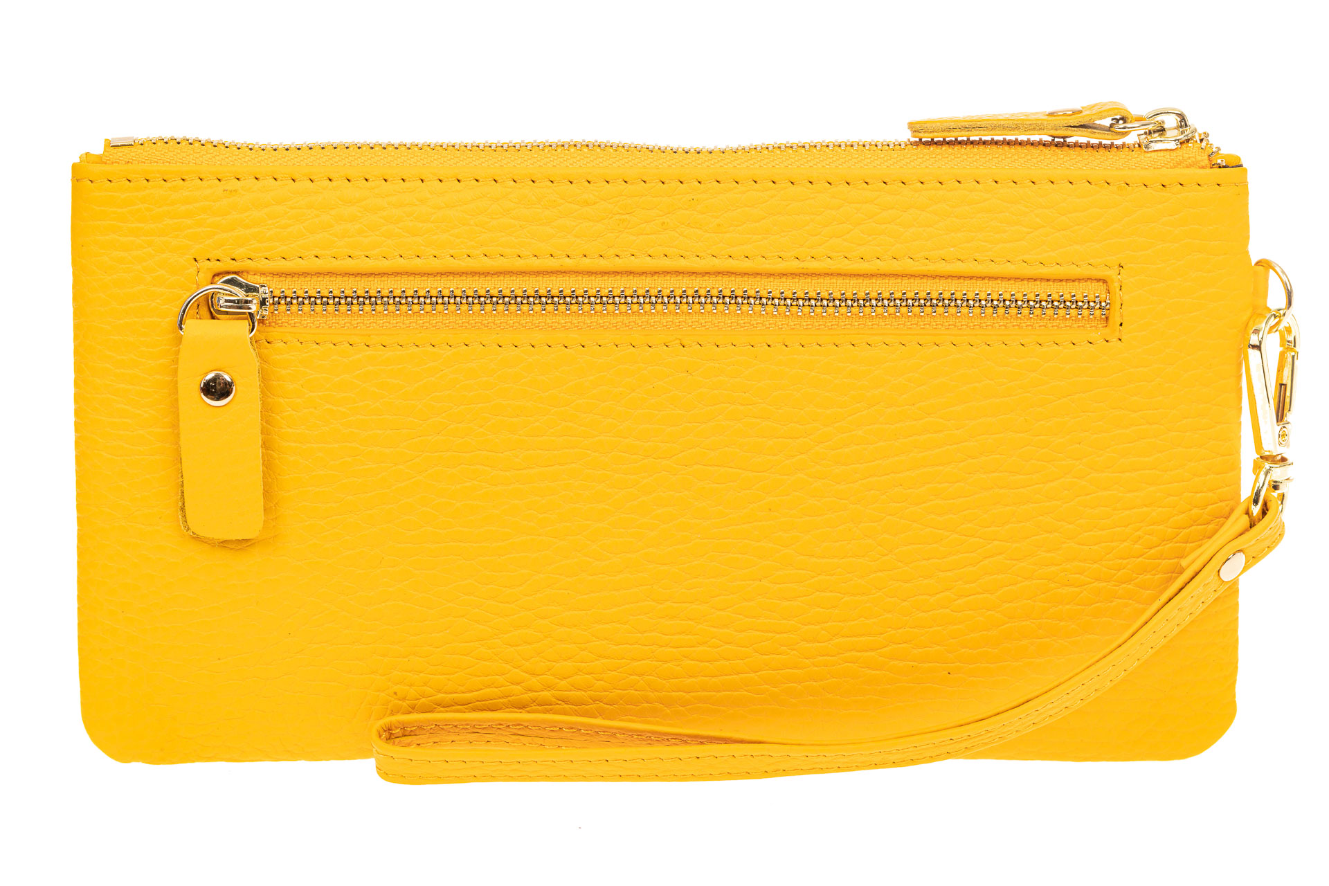 На фото 2 - Женский кошелек-клатч из натуральной кожи, цвет желтый