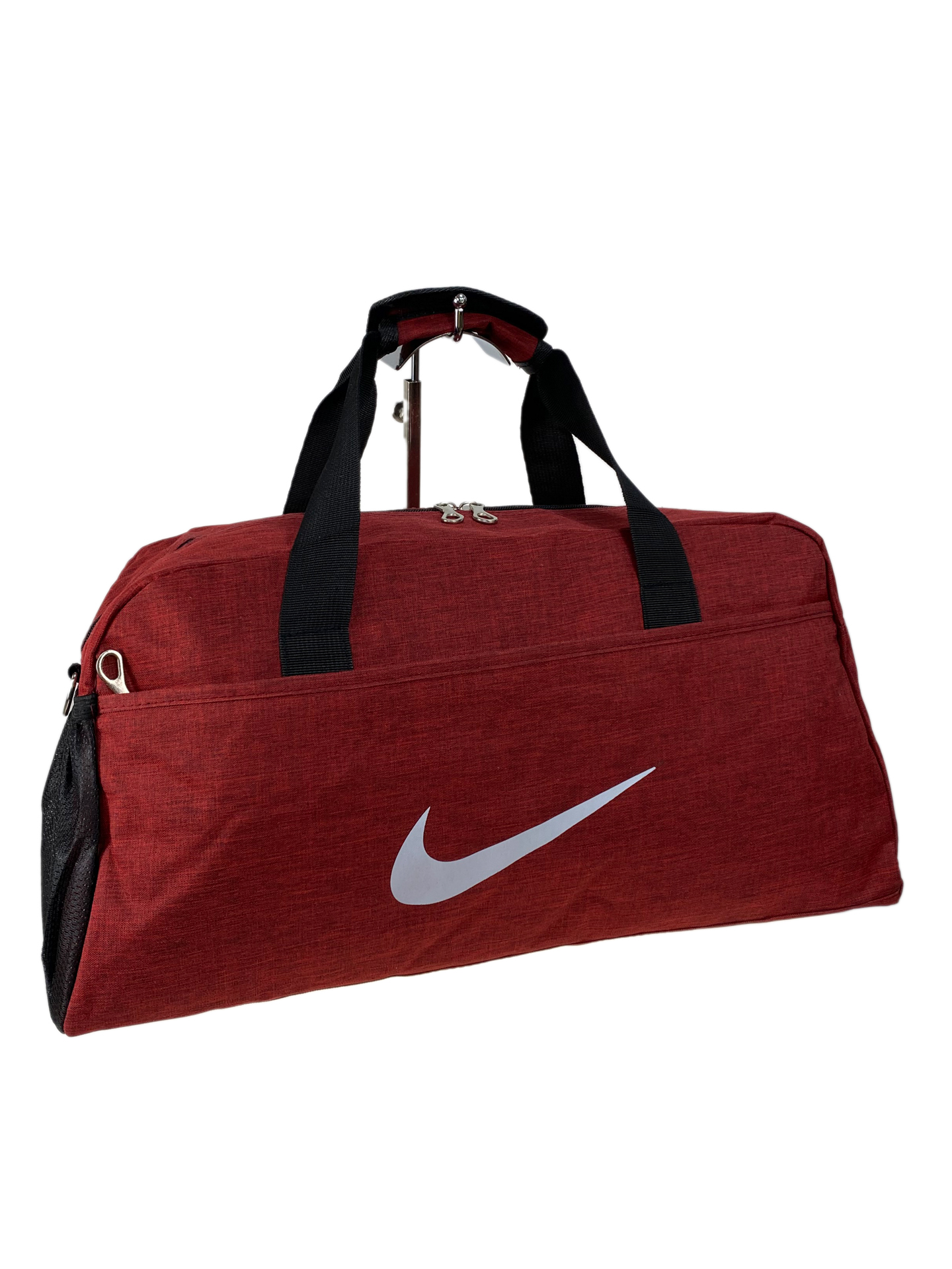 На фото 1 -  Дорожная сумка из текстиля, цвет бордовый