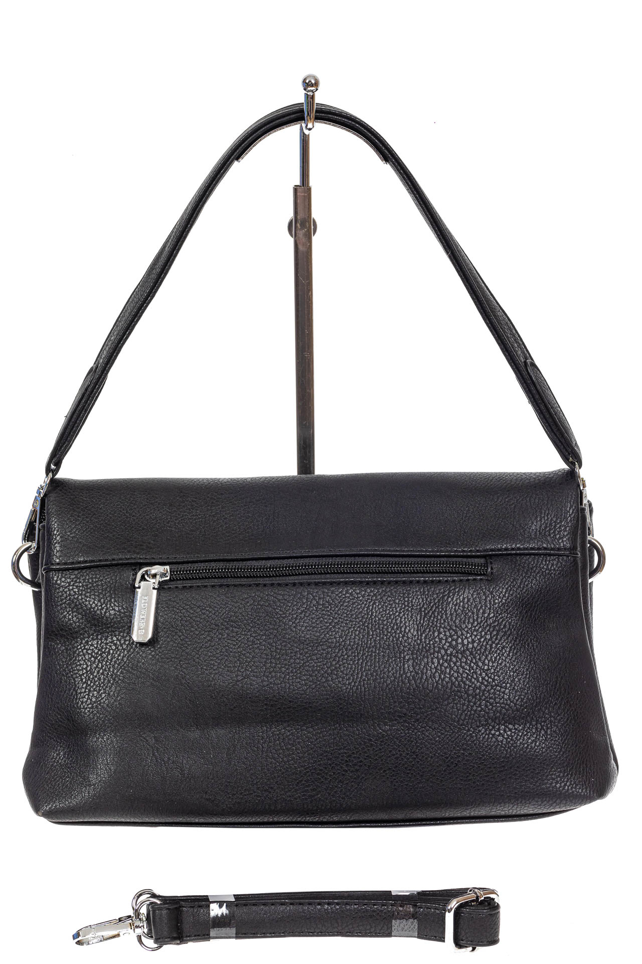 На фото 3 - Женская сумка багет из искусственной кожи, цвет чёрный