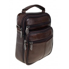На фото 1 - Маленькая мужская сумка из натуральной кожи, цвет коричневый