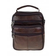 На фото 2 - Маленькая мужская сумка из натуральной кожи, цвет коричневый