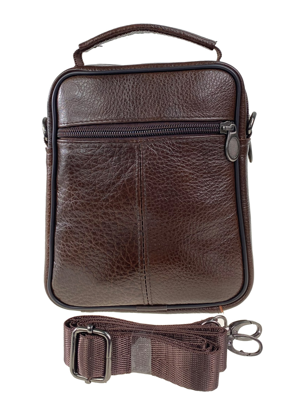 На фото 3 - Маленькая мужская сумка из натуральной кожи, цвет коричневый