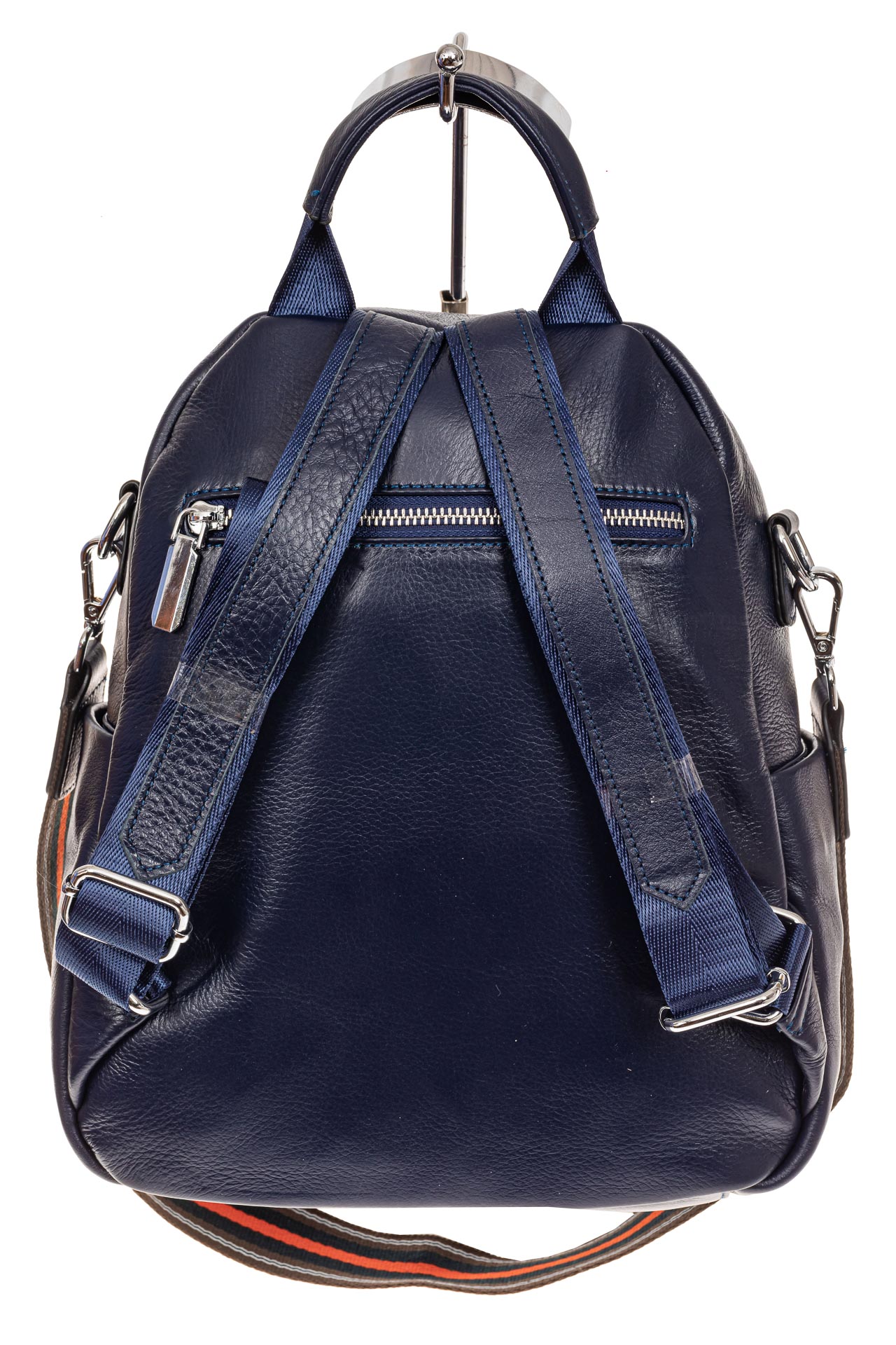 На фото 2 - Стильный женский рюкзак из натуральной кожи, цвет синий