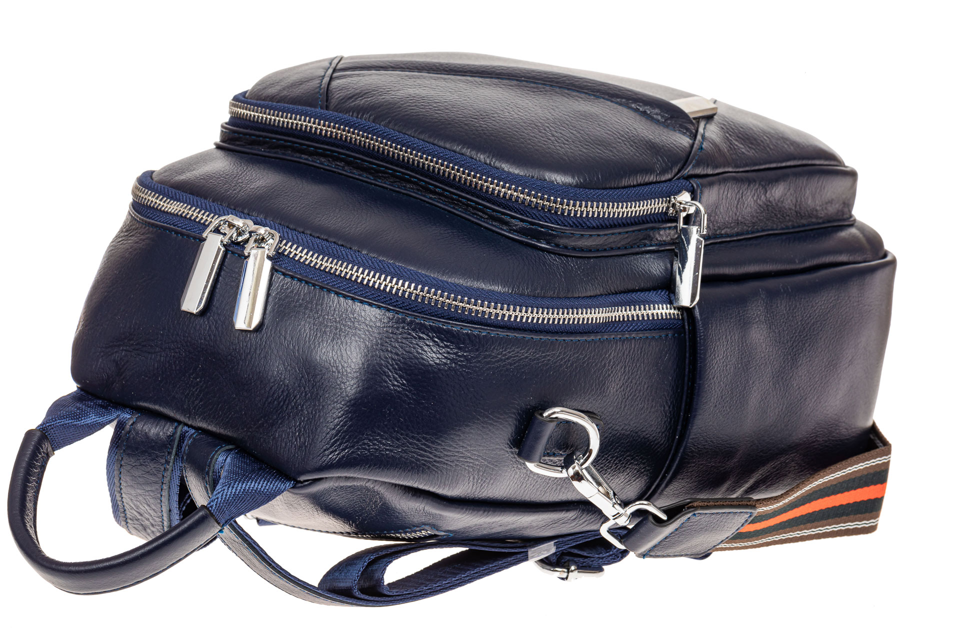На фото 3 - Стильный женский рюкзак из натуральной кожи, цвет синий