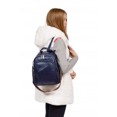 На фото 4 - Стильный женский рюкзак из натуральной кожи, цвет синий